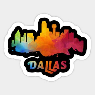 Dallas Skyline Watercolor Style Sticker